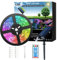 Meewata Bande lumineuse solaire d'extérieur étanche multicolore de 12 m, lumières de jardin à intensité variable avec télécommande et dynamique, 8 modes, bandes LED découpables pour patio, balcon