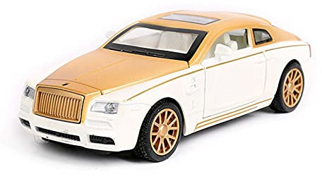 Miniatur Motorfahrzeug-Modelle Modellauto 1 32 Legierung Für Rolls-Royce Zurückziehen Sound Und Licht Modell Diecast Spielzeugauto Simulation Fertigmodell(Gold)