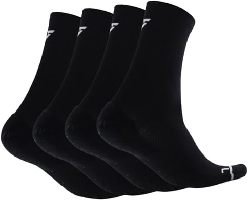 Velocity Performance Crew Socks, Pack of 2 Pairs, Cushioned, Running Athletic Training Socks, Seamless Toe, Odour Control, Breathable Mesh and Supportive Fit, Black, 11-13