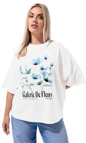 Yours Limited Collection Curve White 'Galerie De Fleurs' Floral T-Shirt - Women's - Plus Size Curve