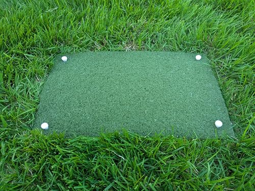 CyberSunrise Heavy Duty Astroturf Golf Mat – Driving Fairway Chipping Practice Turf with Rubber Backing & 4 Tee Holes – All-Weather Swing Training - Portable Indoor/Outdoor Golf Training Mat (30×20cm)