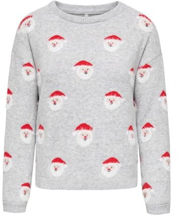 ONLY Damen Weihnachts Strick-Pullover Pulli Weihnachten Weihnachtsmann Santa Claus ONLXmas Santa