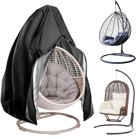 Galerie SV Hängesessel Abdeckung, 420D Oxford Gewebe Wasserdicht | Winterfest Wasserdicht Winddicht Anti-UV Hängestuhl Abdeckunng Schutzhülle Outdoor für Hängekorb Schwingsessel (190x115cm)