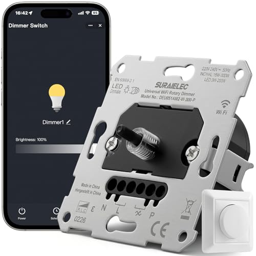 SURAIELEC WLAN Dimmer für LED Lampen 3-200W & Glühlampen 15-300W