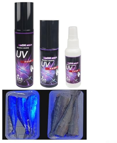 Hosrivae 50ml UV Angeln Lockstoff Spray für Weichköder & Lebendköder - Fluoreszierendes Pheromon + Aminosäure, auslaufsichere Double Cover Des