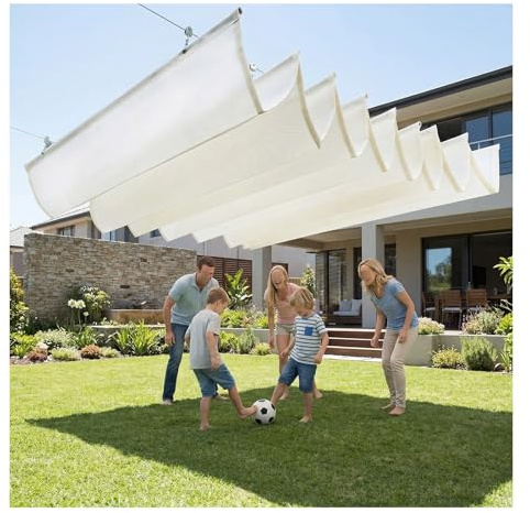 Pergola Shade Cover Retractable - Waterproof,u-shaped wave retractable sunshade,Pergola Shade Cover,UV And Sun Protection Rainproof Shade Cover With Mounting Kit(W1.6*L10m/W5.24*L32.81ft)