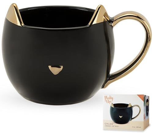 Pinky Up 5386 Chloe Black Cat Mug, Ceramic, Multi Colored