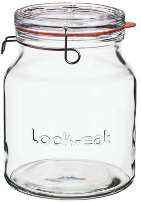Luigi Bormioli Einmachglas 2 L LOCK-EAT, hochwertiges Bügelglas mit Gummidichtung, Einweckglas mit abnehmbarem Glasdeckel (Farbe: Transparent), Menge: 1 x Stück