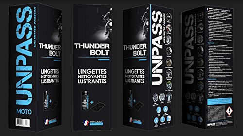 UNPASS - nettoyant moto - Boite de 80 lingettes , Microfibre, étui/fourreau