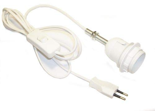 Fassung E27 Set: Kabel, Gewinde & Fassung – Weiß – Hanna's Laden – Fassung für Lampe mit Kabel – Unmontierte Fassung zur Selbstmontage DIY – Inkl. Montageanleitung