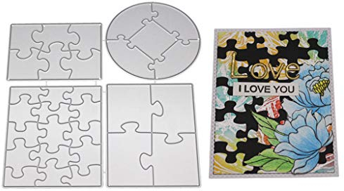 ECMQS 4 Stück Puzzle Stanzmaschine Stanzschablone, Scrapbooking Prägeschablonen Stanzformen Schablonen, Für DIY Scrapbooking Album, Schneiden Schablonen Papier Karten Sammelalbum Dekor