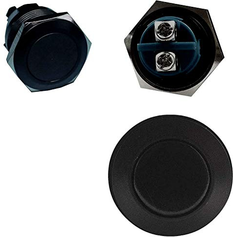 TronicXL 16mm schwarz IP65 Klingel Taster Taste Drücker F Drucktaster Knopf KFZ Klingelknopf Hupe Hupenknopf 12V 24V 48V 2A Türklingel Klingelknopf Klingeltaster