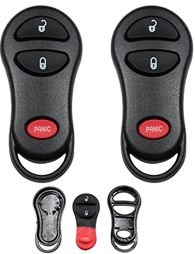 Repair Reparatur Satz Auto Schlüssel Austausch 2X Gehäuse mit 3 Tasten 2X Tastenfeld kompatibel für Chrysler Town & Country Voyager Dodge Ram Durango Cararan Dakota Jeep Cherokee Grand Cherokee