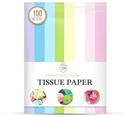 Pastell-Regenbogen-Geschenkpapier für Geschenkverpackungen, Blumen, Geburtstage, Weihnachten, Halloween, Bastelarbeiten und mehr, 38,1 x 50,8 cm, 100 Blatt