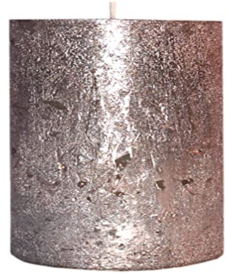 Kerze Deko Stumpenkerze Rustic metallic rose 70 / 100