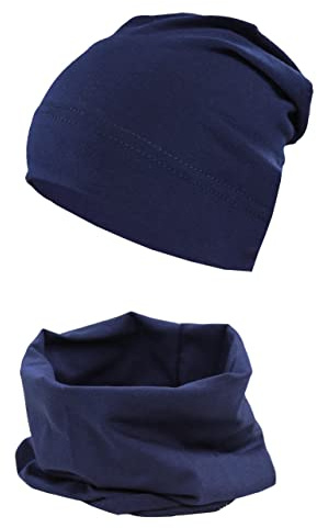 TupTam Jungen Beanie Mütze und Schlauchschal 2er Set, Farbe: Dunkelblau, Hat Size: 54