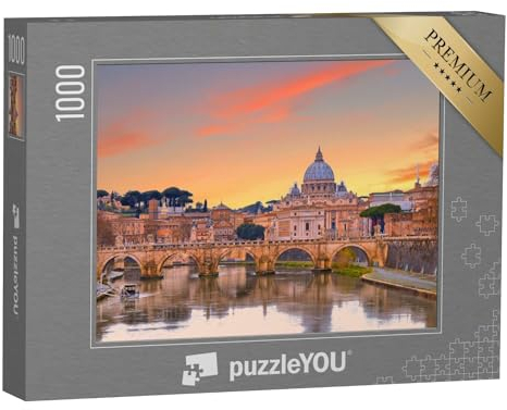 puzzleYOU: Puzzle 1000 Teile „Petersdom bei Sonnenuntergang, Rom, Italien“ – aus der Puzzle-Kollektion Europa, Städte, Petersdom, Christentum