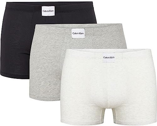 Calvin Klein Trunk Bóxer, Grey Heather/Black/Snow Heather, L, Uomo