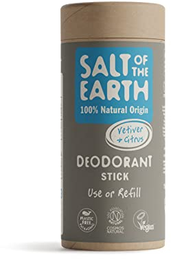 Salt Of the Earth Natural Deodorant Stick Refill Vetiver & Citrus, Vegan, Long Lasting Protection, Leaping Bunny Approved, Made in The UK, 75 g