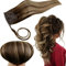 RUNATURE Zopf Extensions Echthaar Balayage Braun Blond 55cm Echte Haare 80g Haarverlängerung Echthaar Pferdeschwanz Braun Ombre Blond Gerade Extensions Echthaar Ponytail #4/27/4