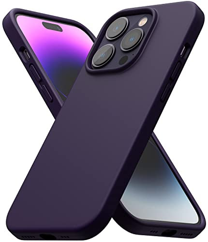 Ringke Silicone Case Compatible with iPhone 14 Pro 6.1-Inch, Soft Feel Silky Anti-Fingerprint Liquid Silicone Back Cover with Microgiber Lining - Deep Purple