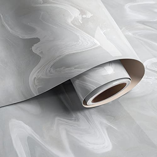 VaryPaper Papier Peint Marbre Gris Blanc 40cmx200cm Papier Adhesif pour Meuble Effet Marbre Rouleau Adhesif Decoratif Papier Peint Adhesif Mural Salon Papier Peint Salle de Bain Chambre Armoire