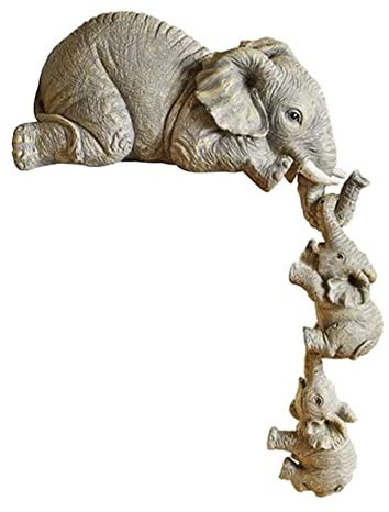 LSDZHK Elefant Regal Figuren - Mutter mit 2 Babys Sitter Figuren Skulptur Dekoration Set für Home Office
