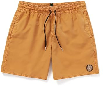 Volcom Herren-Badehose, Standard, 43,2 cm, elastischer Bund, Rot-Braun, L
