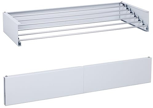 Gr8 Home White Folding Wall Mounted Drying Rack Telescopic Clothes Dryer Extendable Laundry Airer Foldable Space Saving Towel Rack