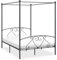 Festnight Himmelbett Gestell 140 x 200 cm Himmelbett Metall Metallbett Grau Bettgestell Metall Bettrahmen mit Lattenrost Modern Jugendbett Schlafzimmerbett Schlafzimmermöbel