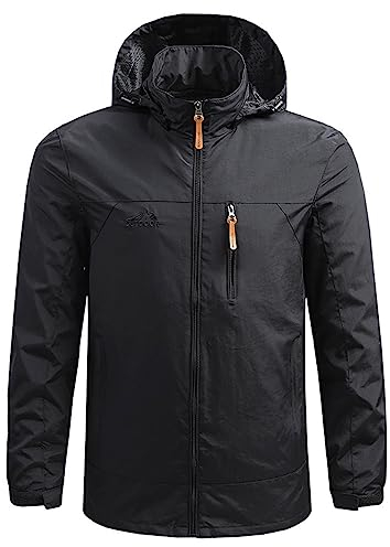 2023 Veste Imperméable pour Hommes Grande Taille avec Capuche Veste Coupe-Vent Fermeture Zippée Extérieur Randonnée Veste De Pluie Respirant Sport Poches pour Cyclisme Voyages Camping Pêche Vélo