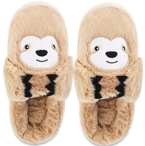 Merclix Faultier Hausschuhe Damen Winter Faultier Geschenk für Frauen Pantoffeln Damen Warme Kuschel Plüsch Rutschfeste Lustige Faultier Hausschuhe Flauschige Slippers