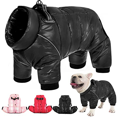 AOFITEE wasserdichte Hundemantel, Winter Warme Hundejacke für Kleine Mittel Hunde, Winddichte Hunde Wintermantel mit Reflektierender Streifen und Reißverschluss, Hund Schneeanzug mit Fleece