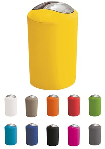 KW Gleam 5Ltr Swing Bin - Compact Bathroom/Kitchen/Waste Bin (Yellow)