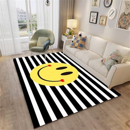 GX-YJX Como Schlafzimmer Moderne Nette Teppich Nachttisch Kinder Einfache Teppich Anti-Rutsch-Bereich Schwarz 110X130Cm