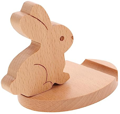 HEMOTON Support De Téléphone en Matière Naturelle Forme Lapin Support Table pour Tablette Décoration Artisanale pour Bureau