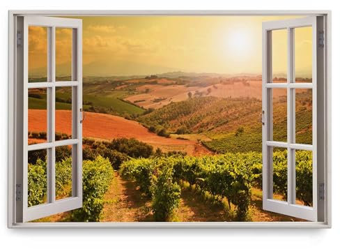 Paul Sinus Wandbild 120x80cm Fensterbild Weinberg Weinanbau Landschaft Sonnenuntergang
