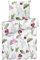 Pure Label Blumen Bettwäsche 155x220 cm mit einem Kissenbezug 80x80 cm - Traumhaft weiches Bettwäsche-Sets 155 x 220 cm in weiß aus 100% Baumwolle mit YKK Reißverschluss