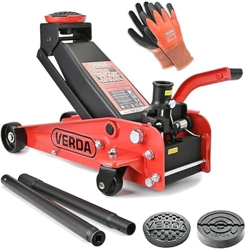 Wagenheber 3T + 2X Gummi + Montagehandschuhe Heber Rangierwagenheber Hubhöhe 130-490mm (SN3029)