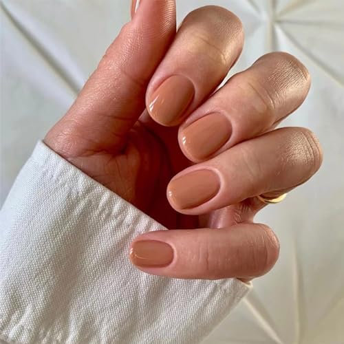 24 Stück Nägel Zum Aufkleben - Press on Nails mit Kleber, Kunstnägel Fake Nails für Nails Art,Schöne Square French Fingernägel (Nude)