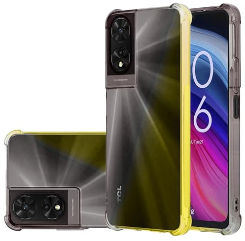 PIXFAB for TCL 505 Clear Case, Shockproof [Ultra Slim] Scratch Resistant Gel Rubber Silicone [Protective Case] Gradient Phone Cover for TCL 505 - Black/Gold