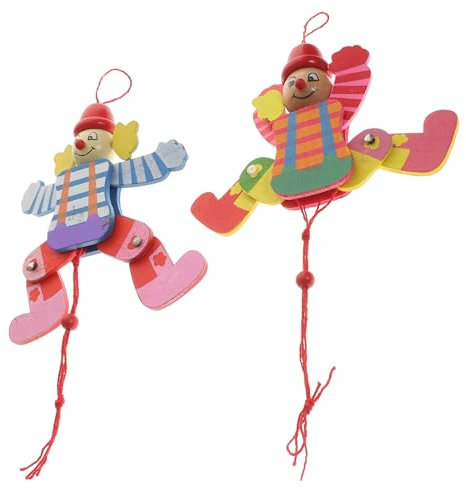 BESTonZON 2pcs String Marionette Puppet Funny Marionette Toys Marionette Marionettes Puppet Toy Funny Marionettes Clown Cone Puppet Interactive Toys Wood Clown Puppet Clown Marionette