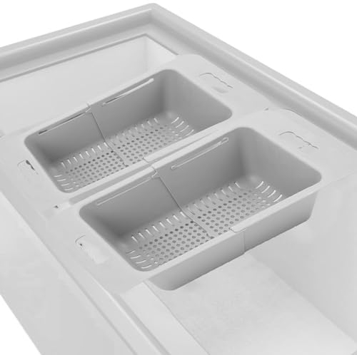 Cestas para Congelador, Organizadores para Congelador Horizontal con Asa, Cestas Extensibles para Lavado de Verduras, Contenedores de Almacenamiento Universales para Congelador
