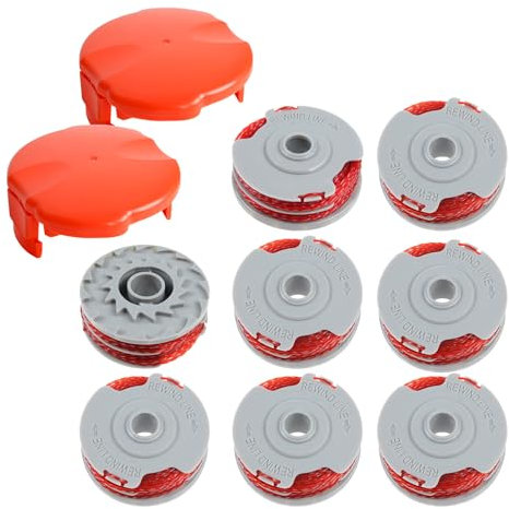 Bobine de rechange pour débroussailleuse Flymo FLY021/513937190, 0,2 cm 11 m compatible avec Flymo Contour 500 XT/Power Trim/Mini Trim avec housse FLY060 (8 bobines + 2 couvertures)
