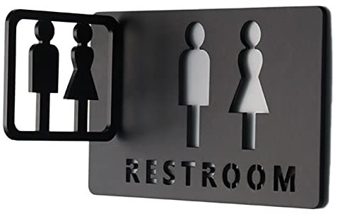 Toilettenschild, Badezimmertürschild für Männer und Frauen, Dekoration, Schwarz, 8 und 4 Kombination, Acryl-Toilettenschild für eine Toilette (Weiß) (Weiß) (Schwarz)