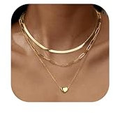 ADRAMATA 3Pcs Collana Donna Acciaio Inossidabile Placcato Oro 14K Impilabile Girocollo Set Pendenti Regolabili Croce/Moneta/Cuore Catena Argento Oro