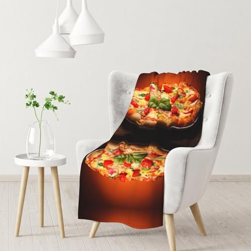 DNBCLEZK Große Pizza-Überwurf, Flanelldecke, Sofadecke, Bettdecke, personalisierbarer Druck, weiche Decke, 102 x 76 cm