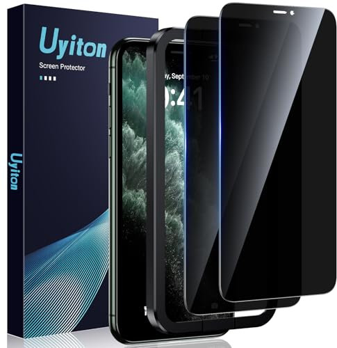 Uyiton für iPhone 11 Pro für Panzerglas Sichtschutz - 2 Stück 9H Härte Schutzglas Sichtschutzfolie mit Schablone,30°Privacy Schutz,Vollständige Abdeckung Anti-Spy Panzer Schutz Glas