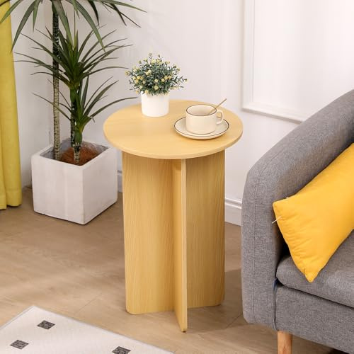 Rainbow Tree 40cm Round Coffee Table Side Table for Living Room&Apartment, Mid Century Coffee Table End Table, Wooden Side Table Bedside(Walnut)