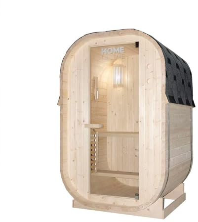 Home Deluxe Sauna Exterior Cube S - Dimensiones: Aprox. 194 cm x 120 cm, Madera: Madera de Abeto - Incluye Calentador de Sauna y Accesorios para Sauna I Sauna de jardín, Sauna Exterior, Barril de